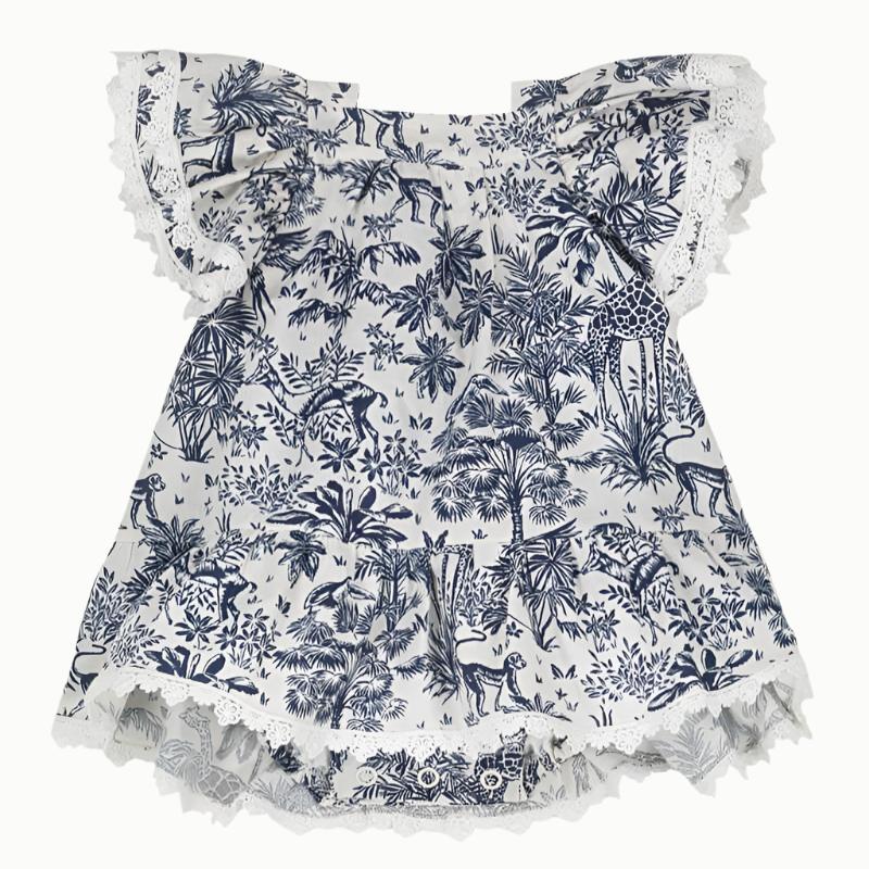 Premium European Girls Little Sister dress in toile de jouy