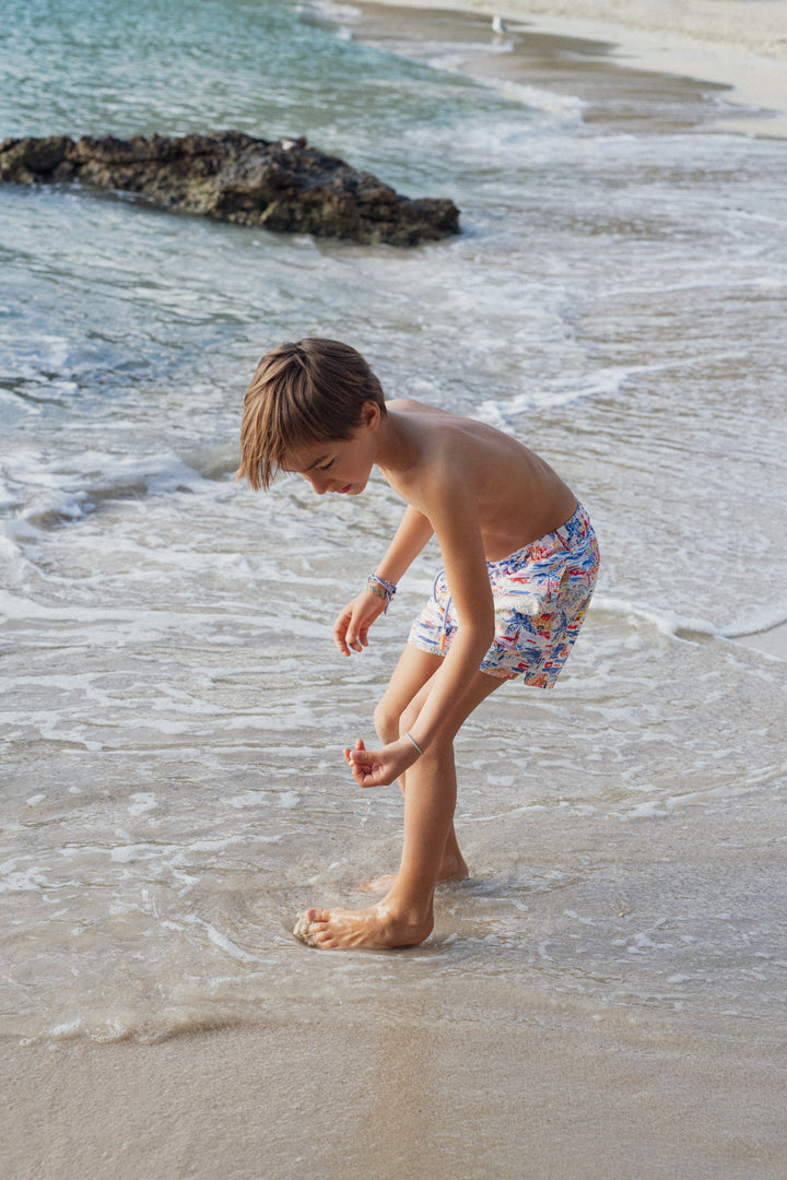 Blue Graphic Swimshorts