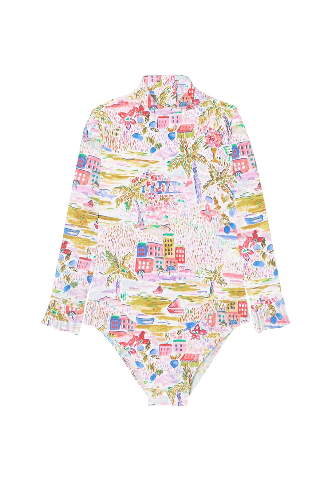 Long-Sleeved Swimsuit with Graphics