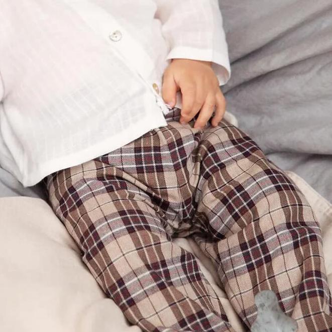 baby wearing premium European tartan pants