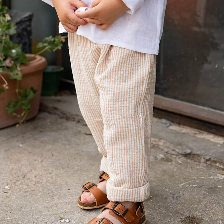 boy wearing premium european striped pants